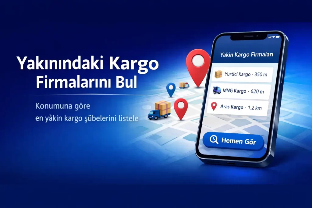 Konumuna göre en yakın kargo firmalarını gösteren sistem